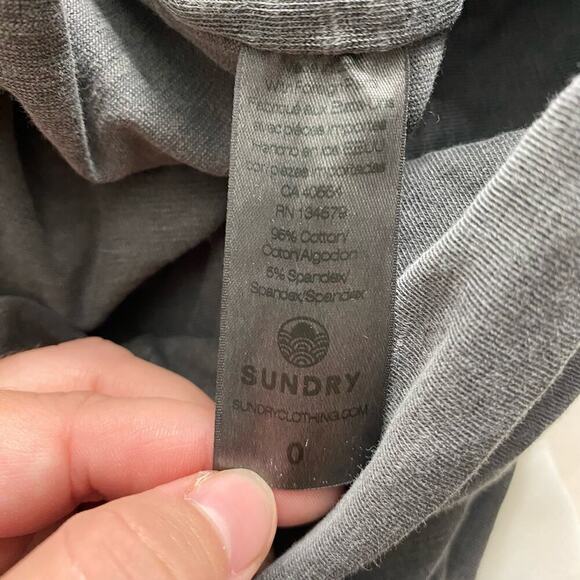 ANTHROPOLOGIE X SUNDRY SHIRRED LONG SLEEVE KNIT MINI DRESS GRAY, 0 - Picture 6 of 7